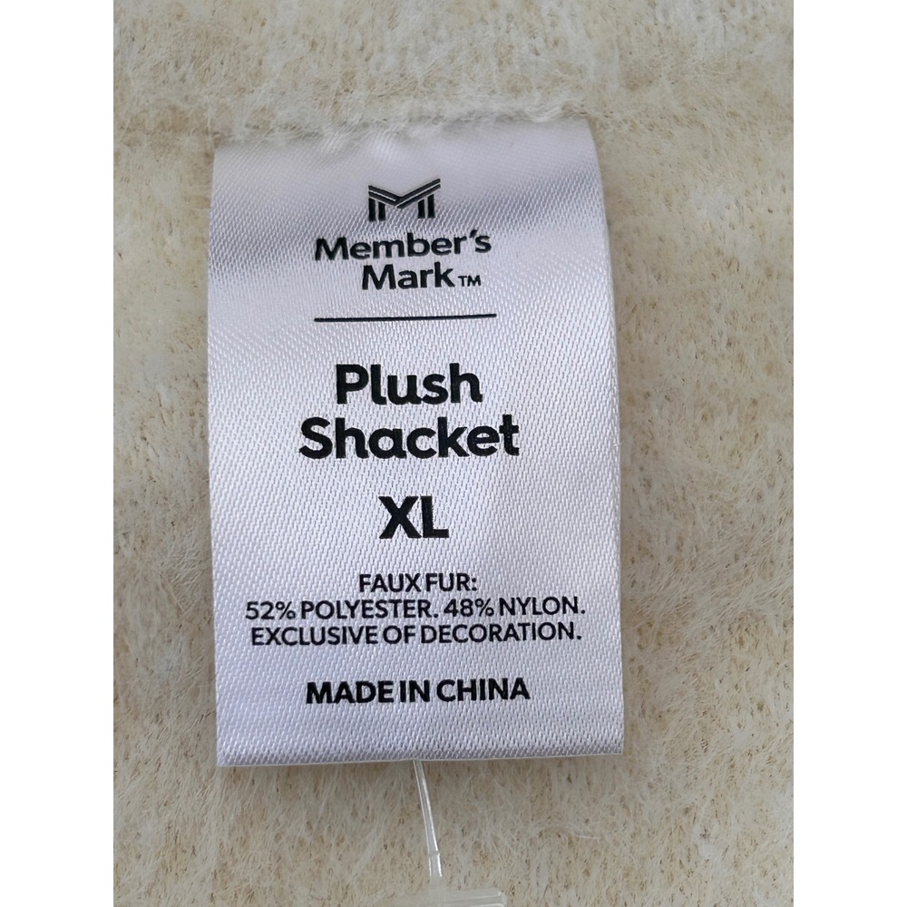 Member's Mark Plush Shacket XL Delicate Ivory Faux Fur Button Front F12787G8805A - Picture 2 of 11